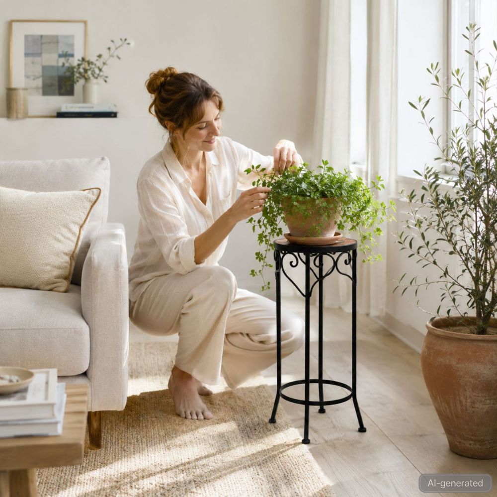 DanDiBo Round Mosaic Plant Stand 12011 L, Outdoor Flower Stand, Outdoor Side Table, Plant Stool