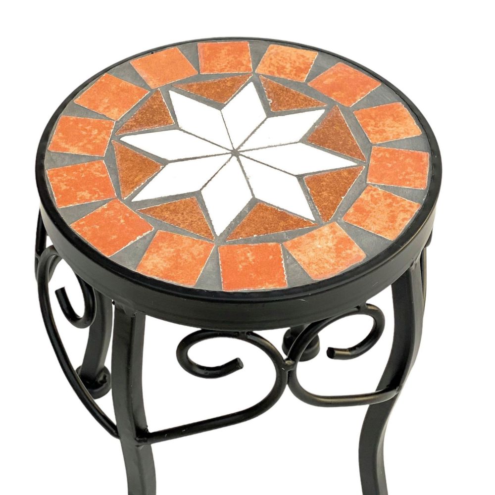 DanDiBo Round Mosaic Plant Stand 12014 S for Outdoor Use 21 cm Flower Stool Outdoor Side Table Plant Stool