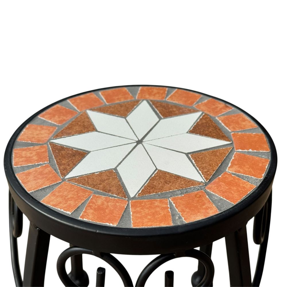 DanDiBo Round Mosaic Plant Stand 12014 S for Outdoor Use 21 cm Flower Stool Outdoor Side Table Plant Stool
