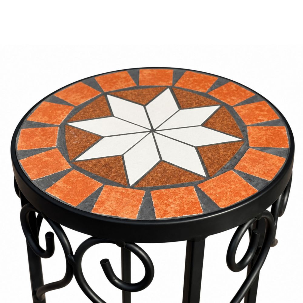 DanDiBo Round Mosaic Plant Stands Set of 2 12011 Outdoor Plant Stands Flower Pot Stools Outdoor Side Tables Plant Stools