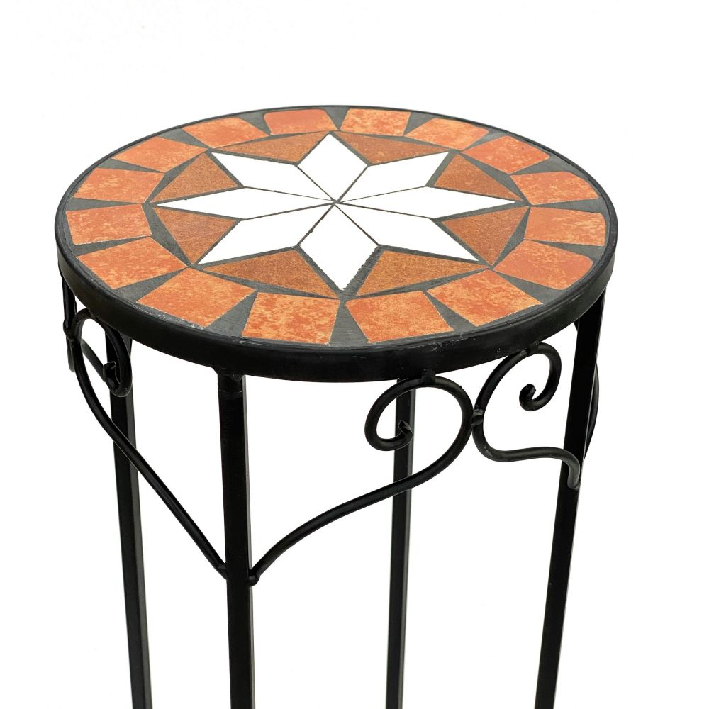 DanDiBo Round Mosaic Plant Stands, Set of 3, 12011, Outdoor Flower Stands, Plant Stools, Side Tables