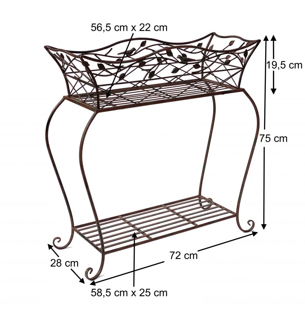 DanDiBo Blumenständer mit Korb Blumenkasten Braun 75 cm 93980 L Pflanzenkasten Modern Pflanzenständer Pflanzenregal