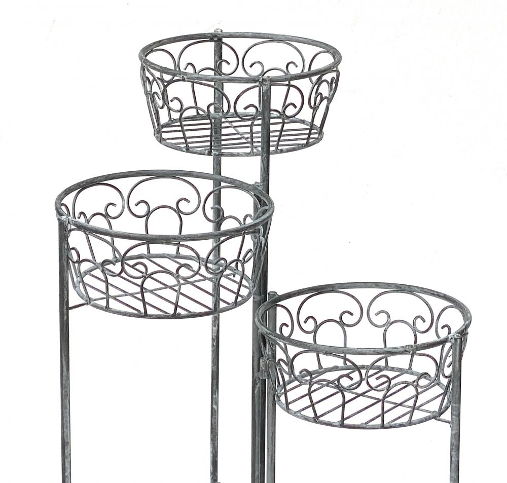 DanDiBo Flower Stand Metal Round 75 cm Flower Stand with 3 Baskets 96012 Flower Stand Flower Column Plant Stand
