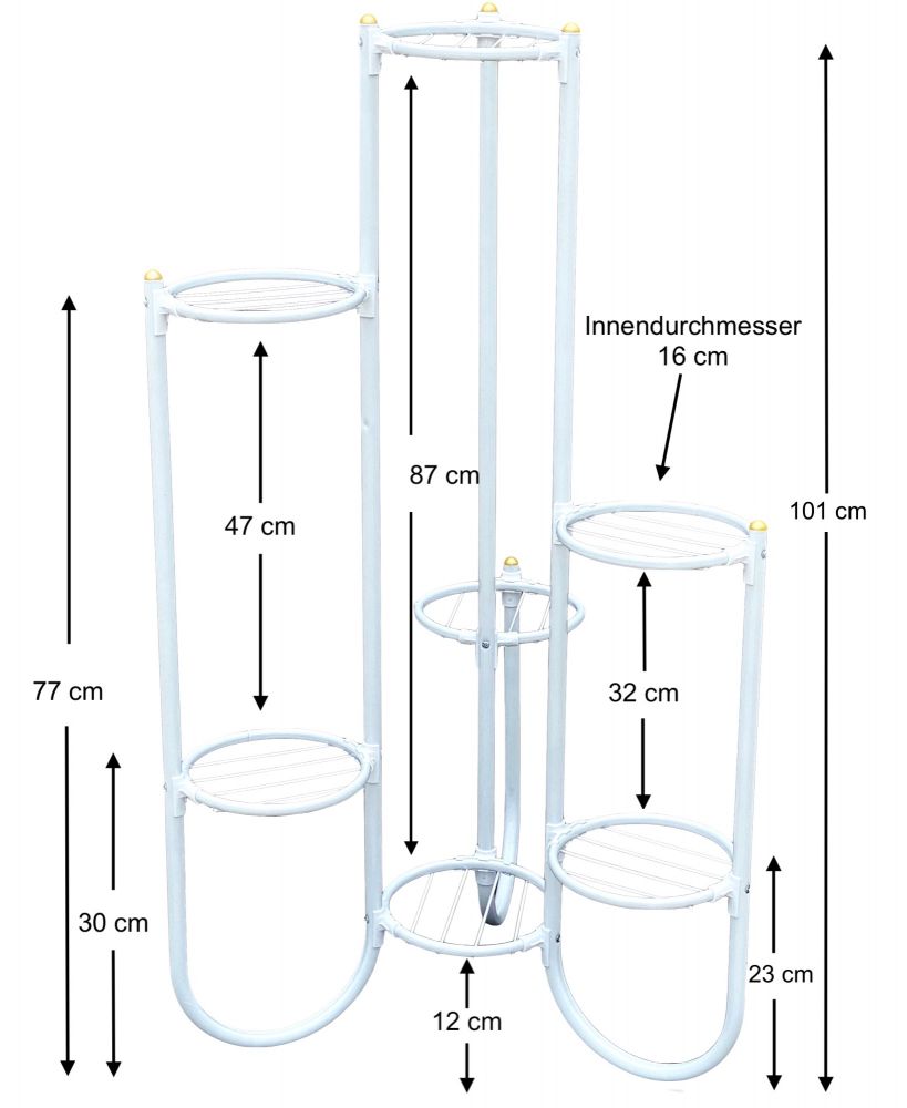 DanDiBo Flower Stairs Metal White 93922 Plant Stairs 101 cm Flower Shelf Plant Stand Flower Stand
