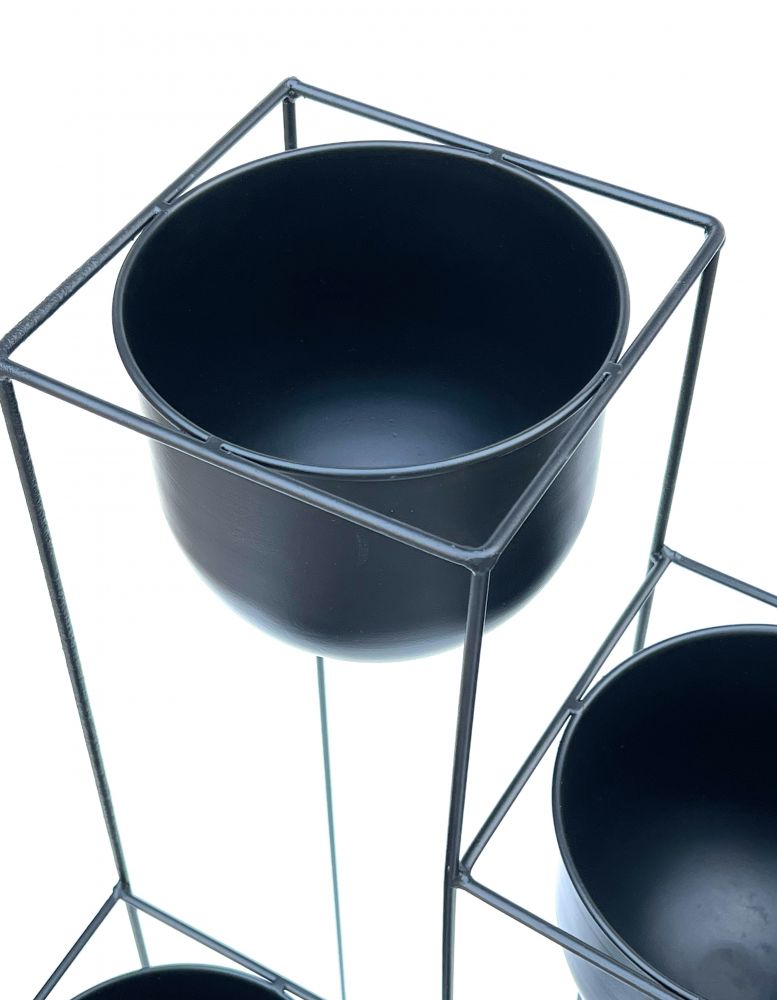 DanDiBo Blumentreppe Metall Schwarz 90 cm Pflanzentreppe mit Topf Innen Indoor Blumenständer 210015 Blumensäule Modern Pflanzenständer Blumenhocker