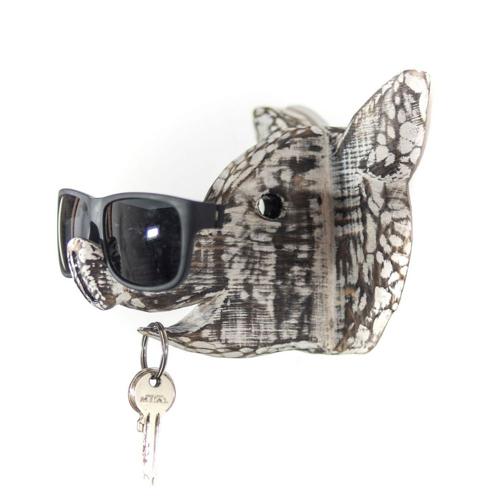 DanDiBo Brillenhalter Wand Brillenständer 1106 Schlüsselhalter Schwein  handgemacht Kleiderhaken Holz-DanDiBo