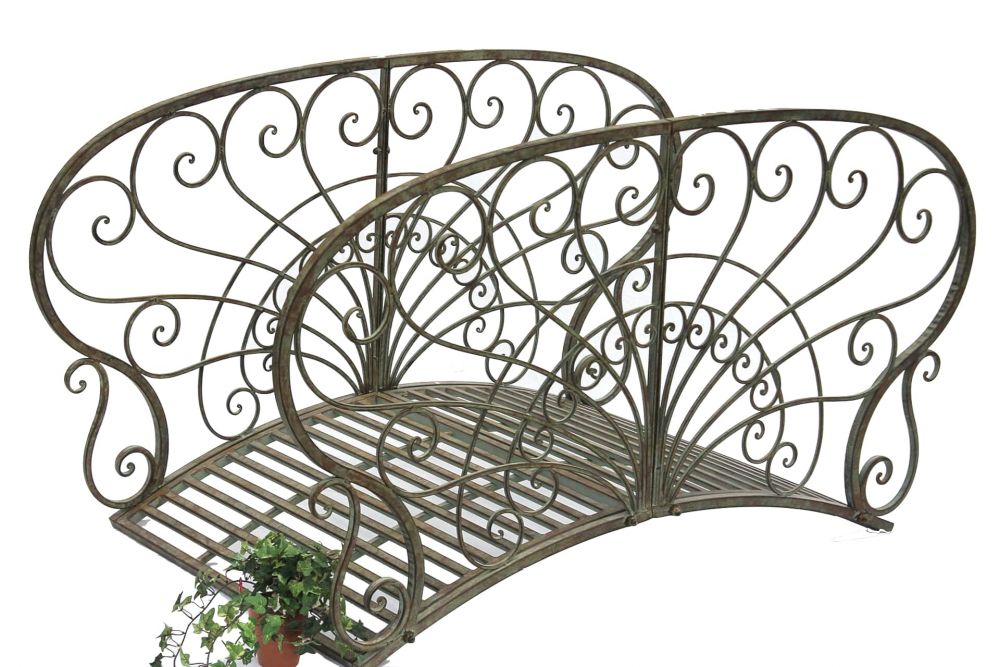 DanDiBo Gartenbrücke Metall mit Geländer Antik 150106 Brücke 150 cm Garten Metallbrücke Gartenmöbel Teichbrücke Steg Stabil