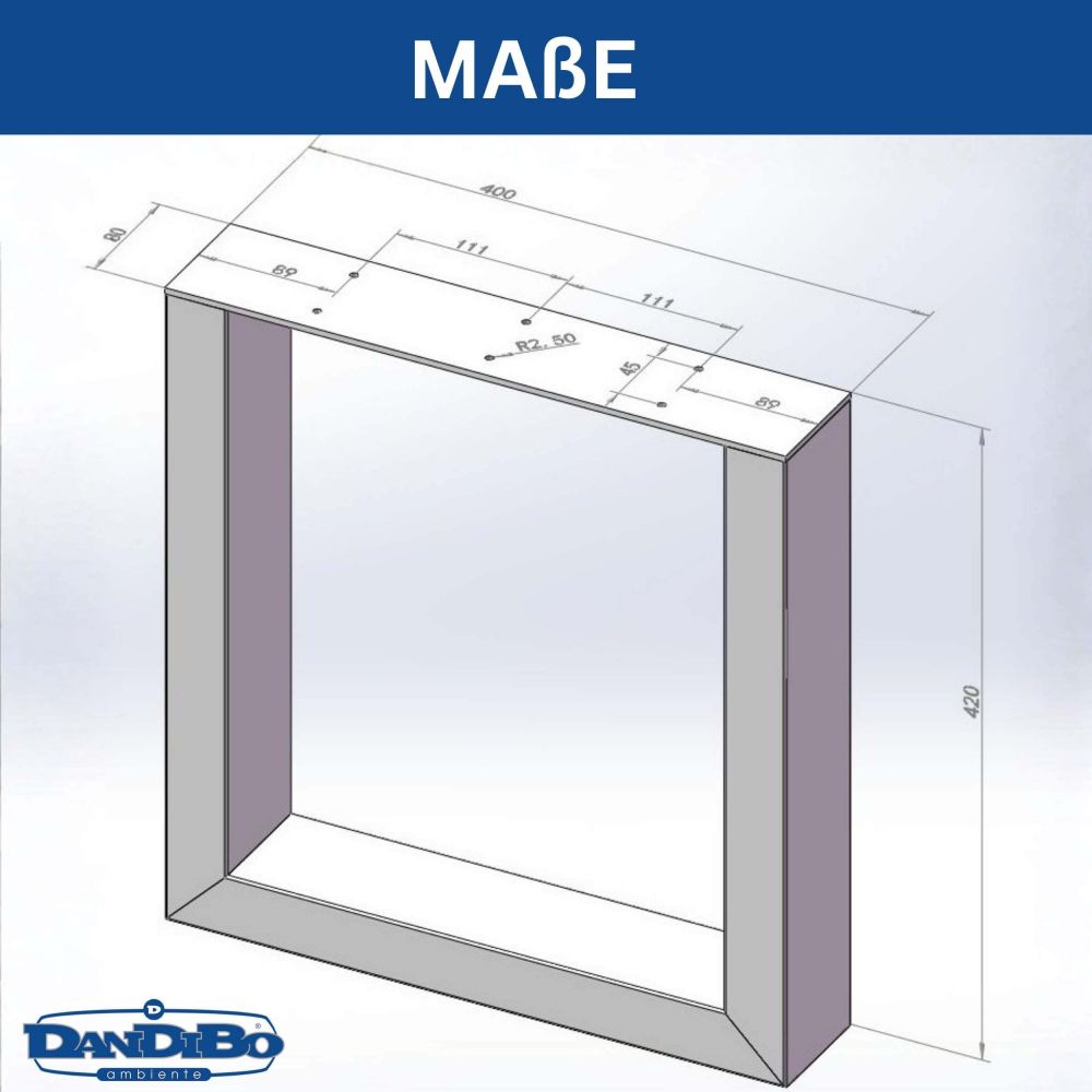DanDiBo 2x Bankgestell Metall Schwarz 43 x 30 cm Bank Füße Bankbeine 96664 Bankkufen Couchtisch Tisch Beine Tischgestell