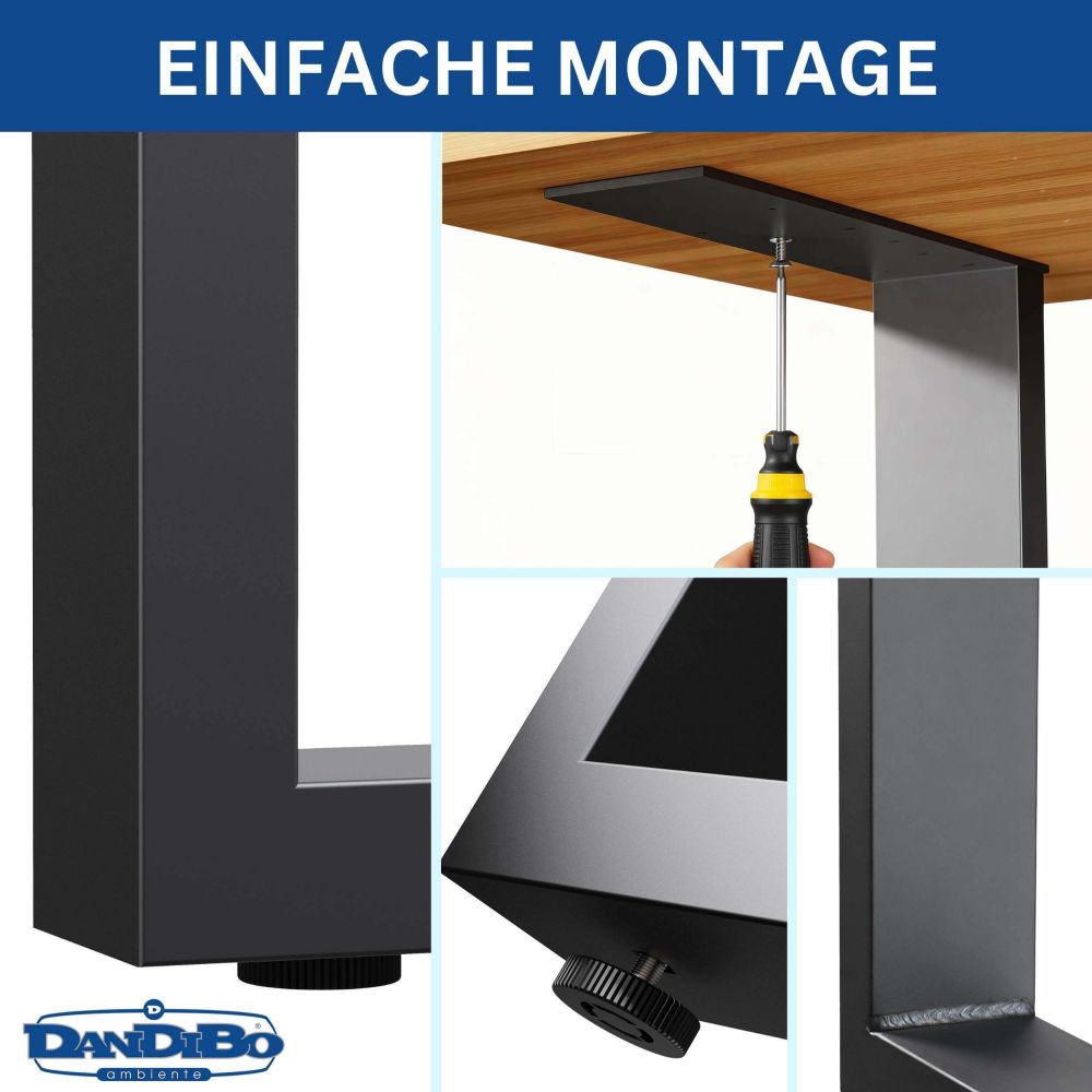 DanDiBo 2x Bankgestell Metall Schwarz 43 x 30 cm Bank Füße Bankbeine 96664 Bankkufen Couchtisch Tisch Beine Tischgestell