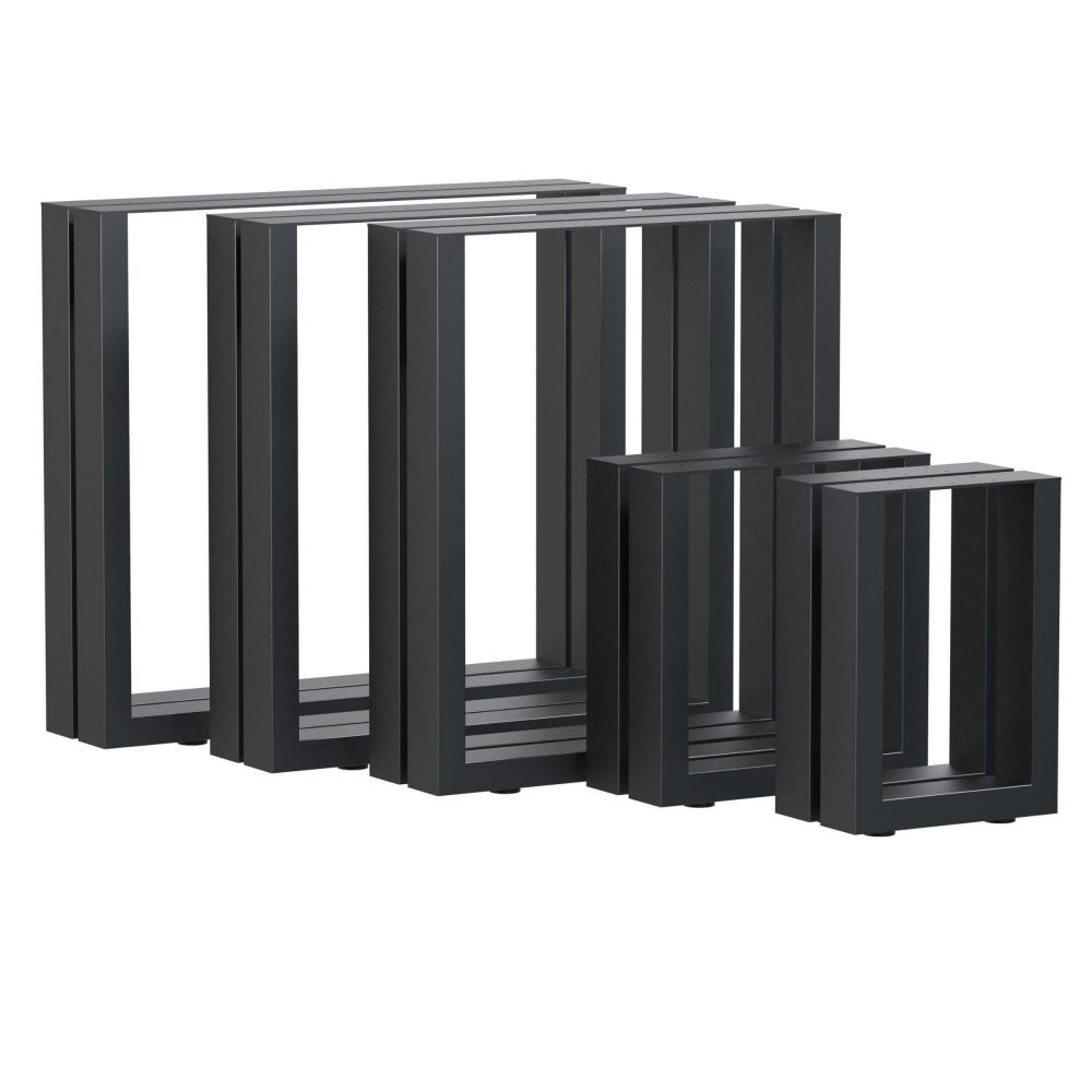 DanDiBo 2x Bankgestell Metall Schwarz 43 x 40 cm Bank Füße Bankbeine 96663 Bankkufen Couchtisch Tisch Beine Tischgestell