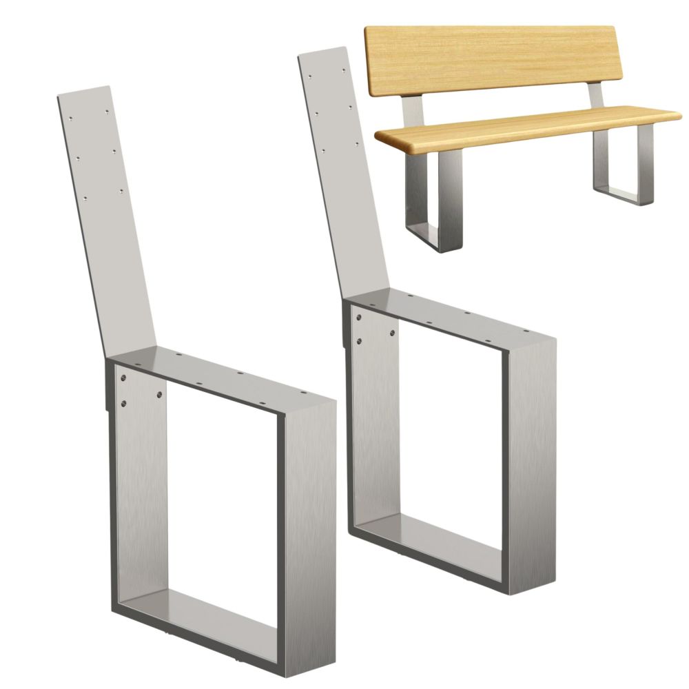 DanDiBo 2x Bench Frame with Backrest Stainless Steel Metal Set DIY Bench Legs Runners Bench Feet 96632 Seat Frame for Garden Bench Robust Stable