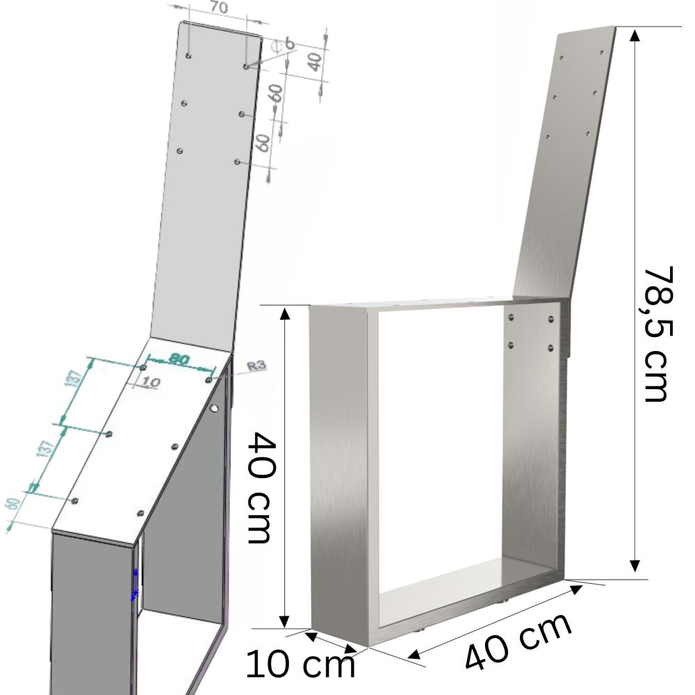 DanDiBo 2x Bench Frame with Backrest Stainless Steel Metal Set DIY Bench Legs Runners Bench Feet 96632 Seat Frame for Garden Bench Robust Stable