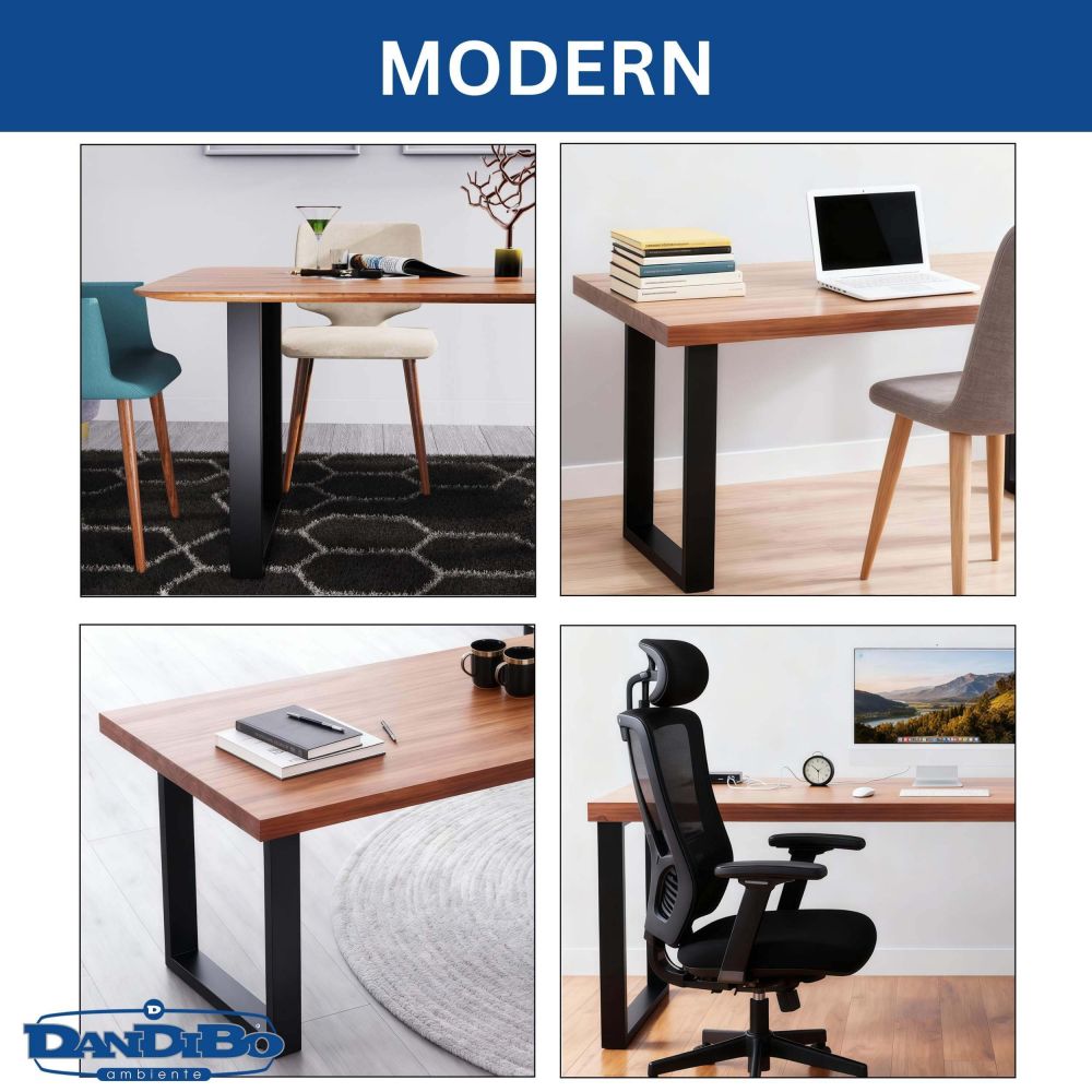 DanDiBo 2x Tischbeine Metall Schwarz 72 x 62 cm Tischgestell Höhenverstellbar 96662 Tischfüße Möbelfüße Tischkufen Esstisch Beine