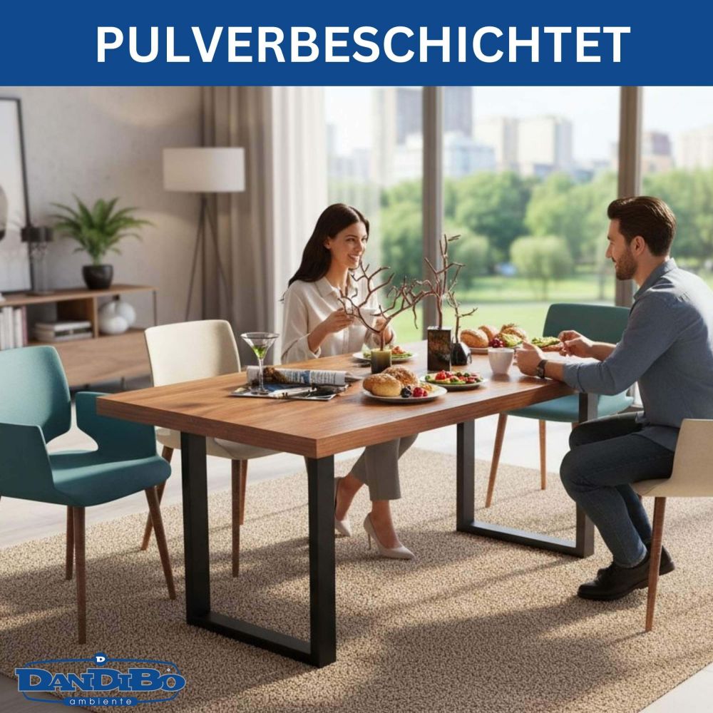 DanDiBo 2x Tischbeine Metall Schwarz 72 x 70 cm Tischgestell Höhenverstellbar 96661 Tischfüße Möbelfüße Tischkufen Esstisch Beine