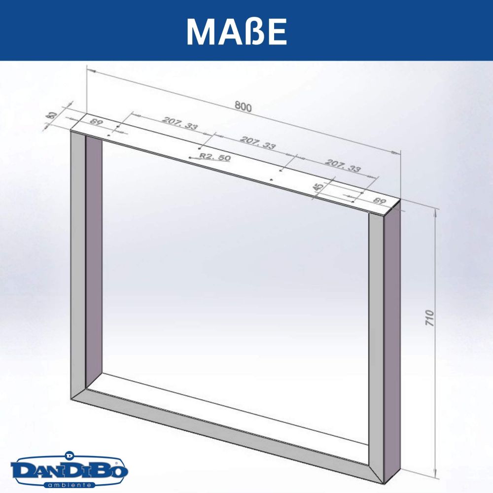 DanDiBo 2x Tischbeine Metall Schwarz 72 x 80 cm Tischgestell Höhenverstellbar 96660 Tischfüße Möbelfüße Tischkufen Esstisch Beine