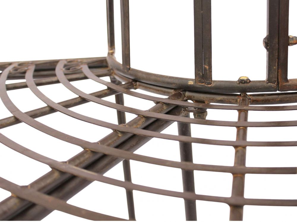 DanDiBo Baumbank Halbrund Metall Wetterfest Braun 127 cm 3 Sitzer 121071 Gartenbank mit Rückenlehne Rundbank Parkbank Bank Outdoor Sitzbank