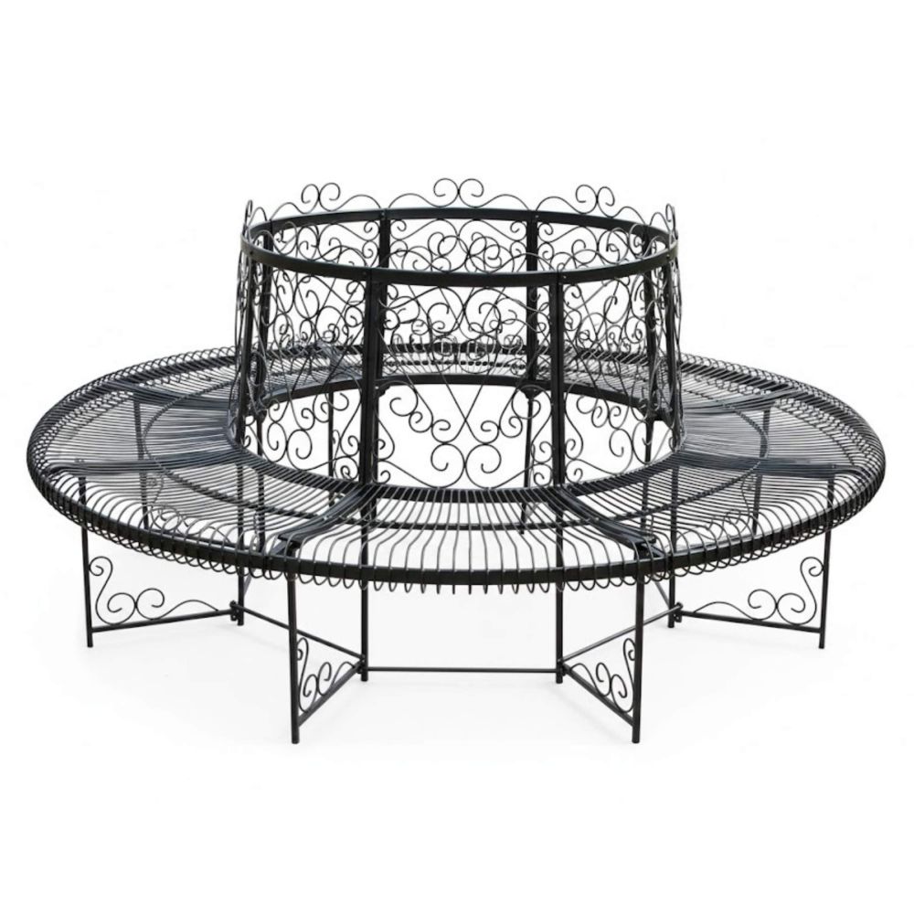 DanDiBo Round Tree Bench Garden Bench XXL Ø 200 cm Metal Seating Bench Wrought Iron Round Bench