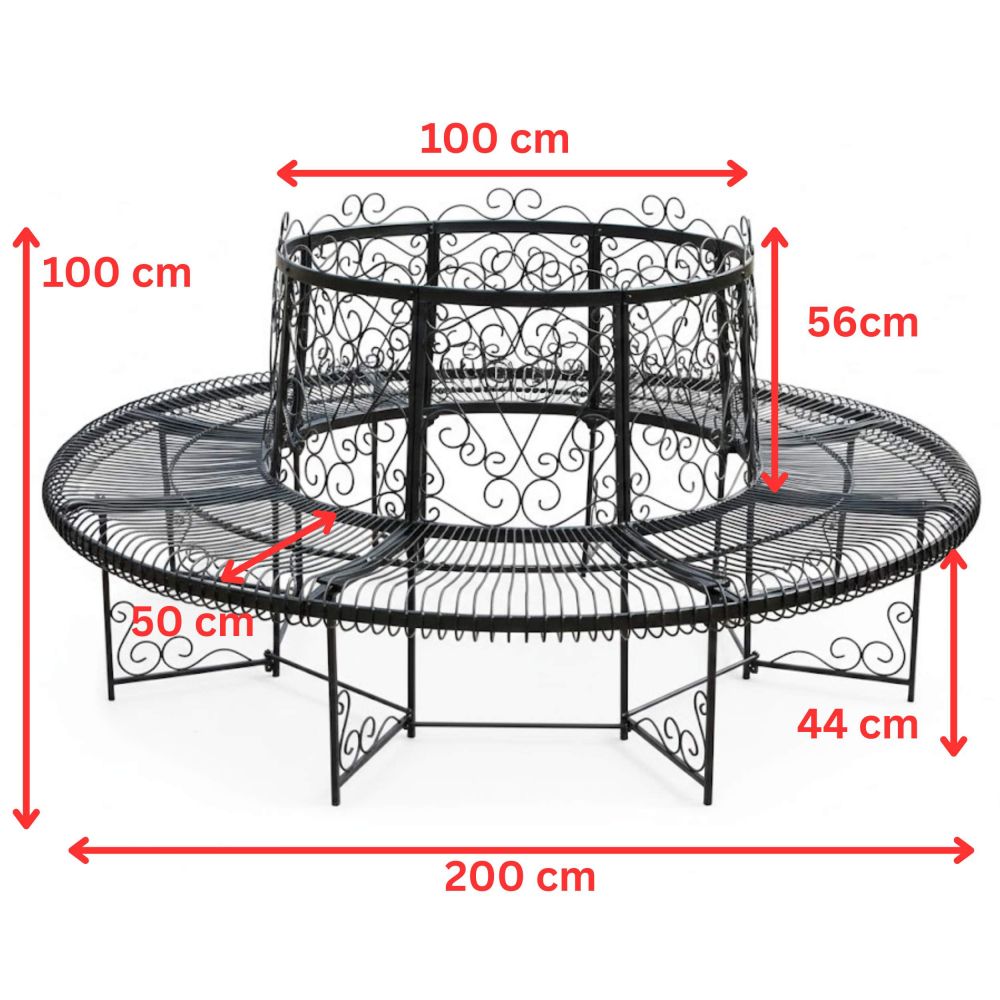 DanDiBo Round Tree Bench Garden Bench XXL Ø 200 cm Metal Seating Bench Wrought Iron Round Bench