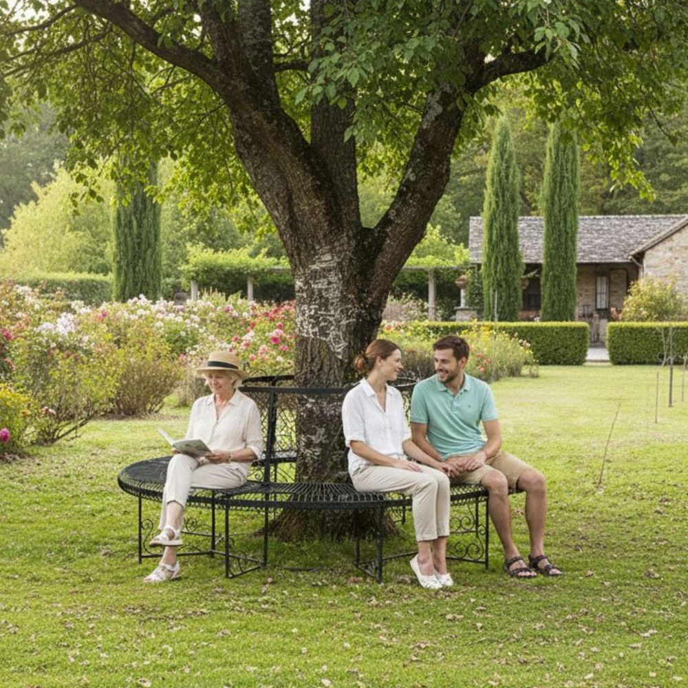 DanDiBo Round Tree Bench Garden Bench XXL Ø 200 cm Metal Seating Bench Wrought Iron Round Bench