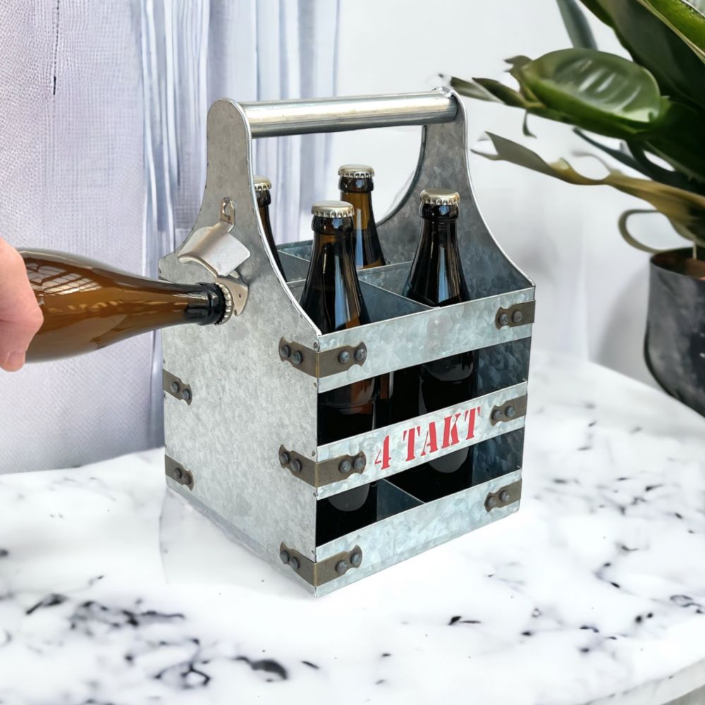 DanDiBo beer carrier metal with opener bottle carrier 4 stroke 96405 bottle opener bottle basket men's handbag men's gifts