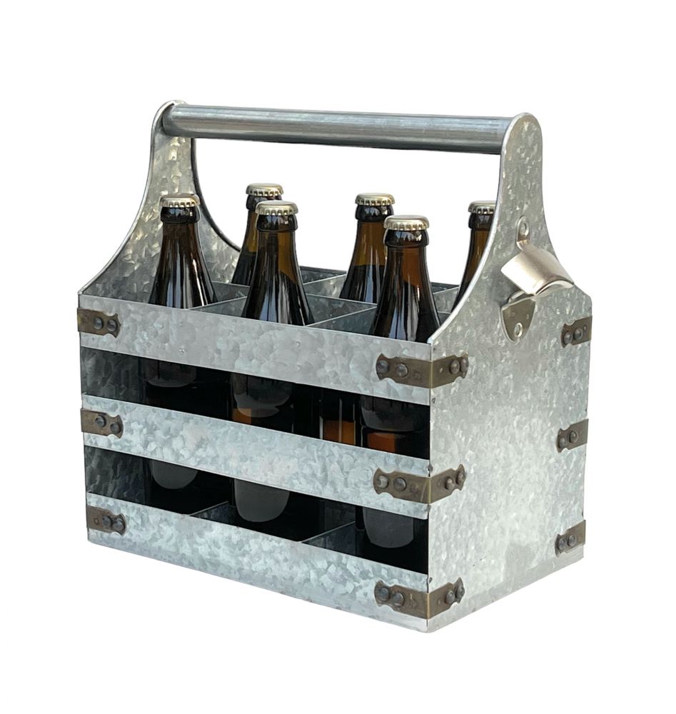 DanDiBo Bierträger Metall mit Öffner 96403 Flaschenträger 6 Flaschen Flaschenöffner Flaschenkorb Männerhandtasche Männergeschenke