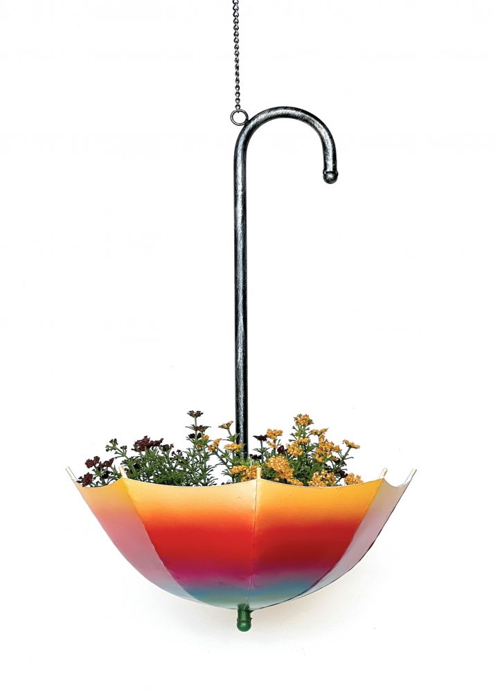 DanDiBo Blumenampel Metall Hängeampel mit Topf Innen Außen Regenschirm Hängepflanzen 72 cm 96258 L Pflanzenhänger Blumenhänger Topfhänger Blumen