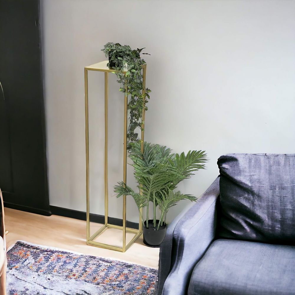 DanDiBo Flower Stool Metal Gold Square 100 cm Flower Stand Side Table 96570 Flower Column Modern Plant Stand Plant Stool