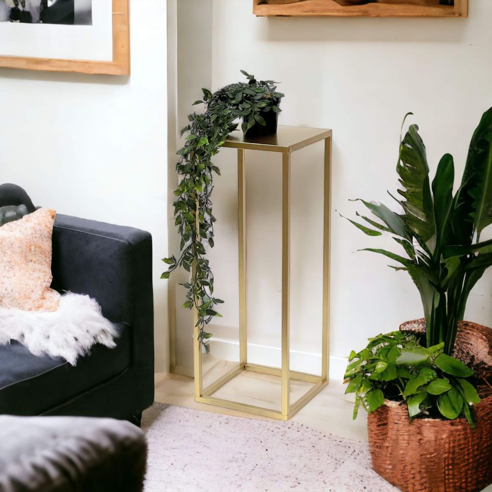 DanDiBo Flower Stool Metal Gold Angular 60 cm Flower Stand Side Table 96506 M Flower Column Modern Plant Stand Plant Stool