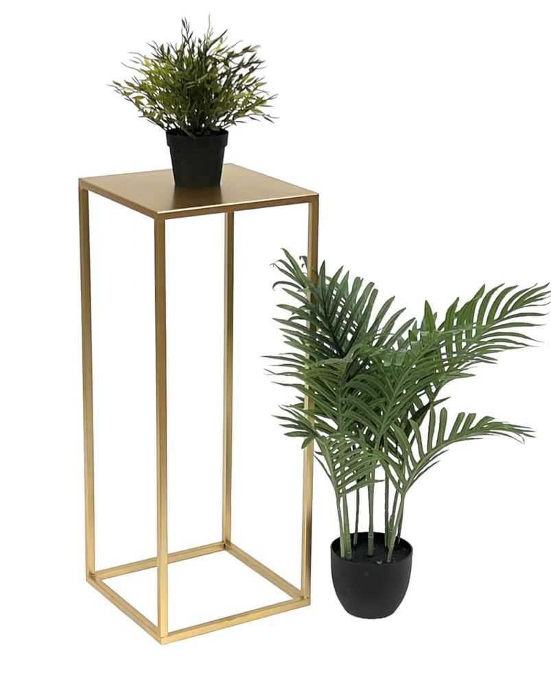 DanDiBo Blumenhocker Metall Gold Eckig 70 cm Blumenständer Beistelltisch 96506 L Blumensäule Modern Pflanzenständer Pflanzenhocker
