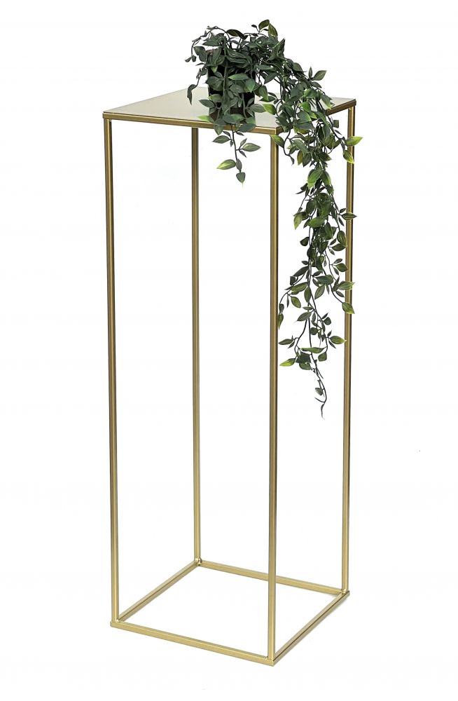 DanDiBo Blumenhocker Metall Gold Eckig L 82 cm Blumenständer Beistelltisch 96406 Blumensäule Modern Pflanzenständer Pflanzenhocker