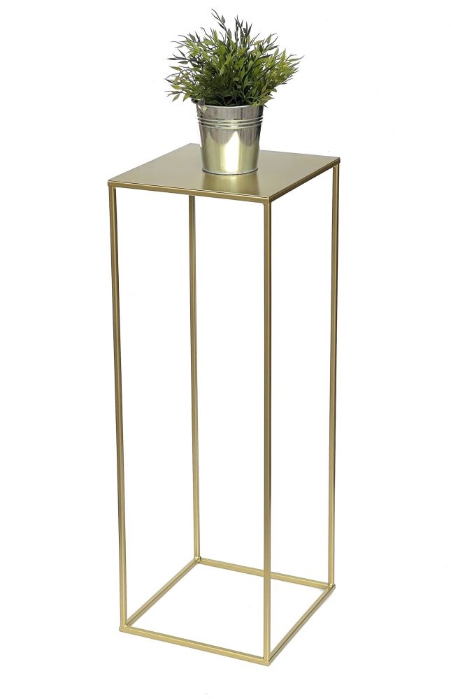 DanDiBo Blumenhocker Metall Gold Eckig L 82 cm Blumenständer Beistelltisch 96406 Blumensäule Modern Pflanzenständer Pflanzenhocker