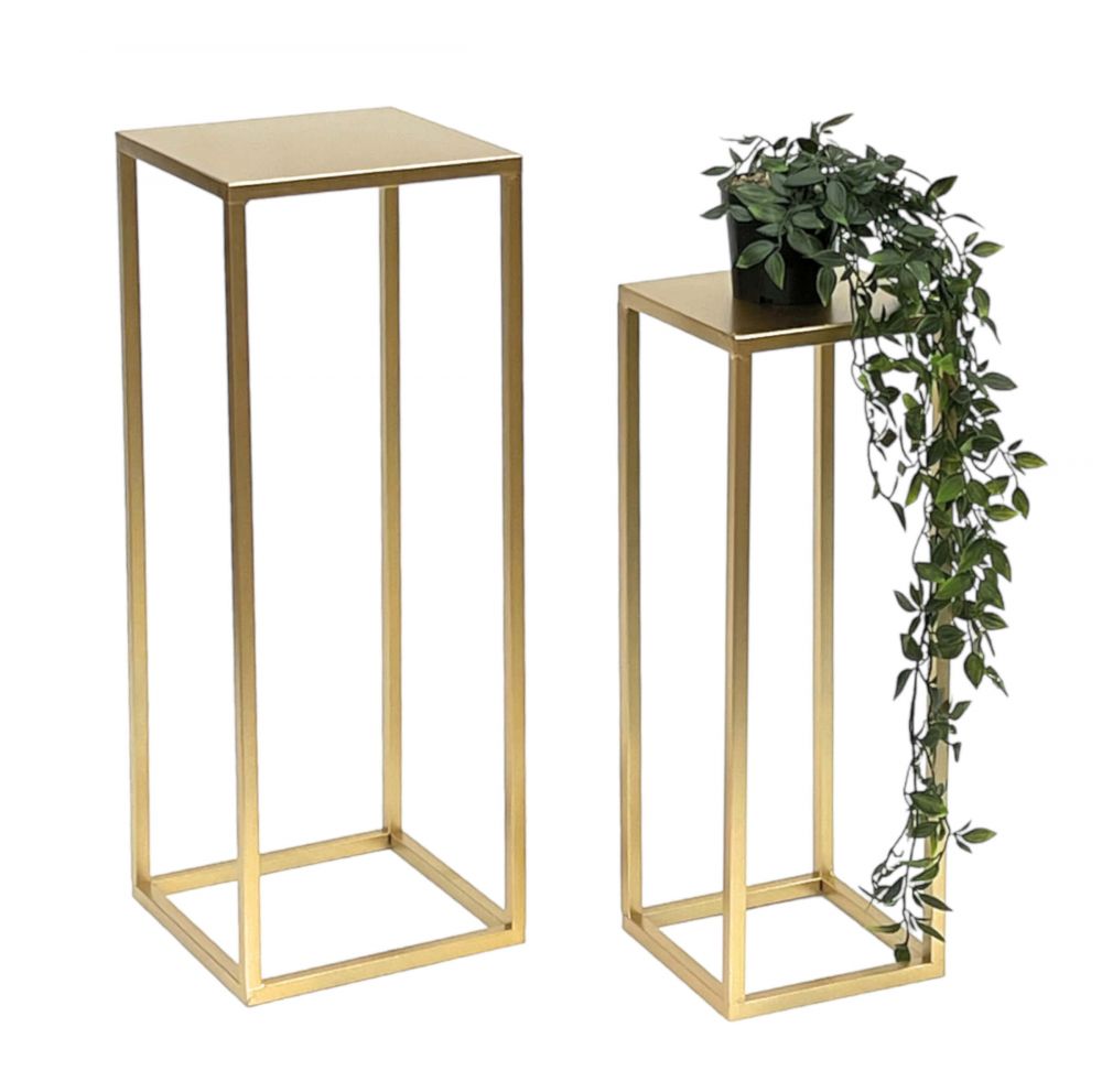 DanDiBo Flower Stool Metal Gold Angular Flower Stand Side Table 96506 Set of 2 Flower Column Modern Plant Stand Plant Stool