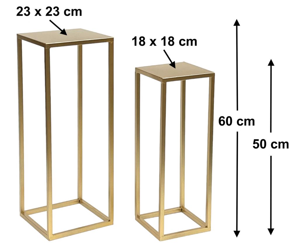 DanDiBo Flower Stool Metal Gold Angular Flower Stand Side Table 96506 Set of 2 Flower Column Modern Plant Stand Plant Stool