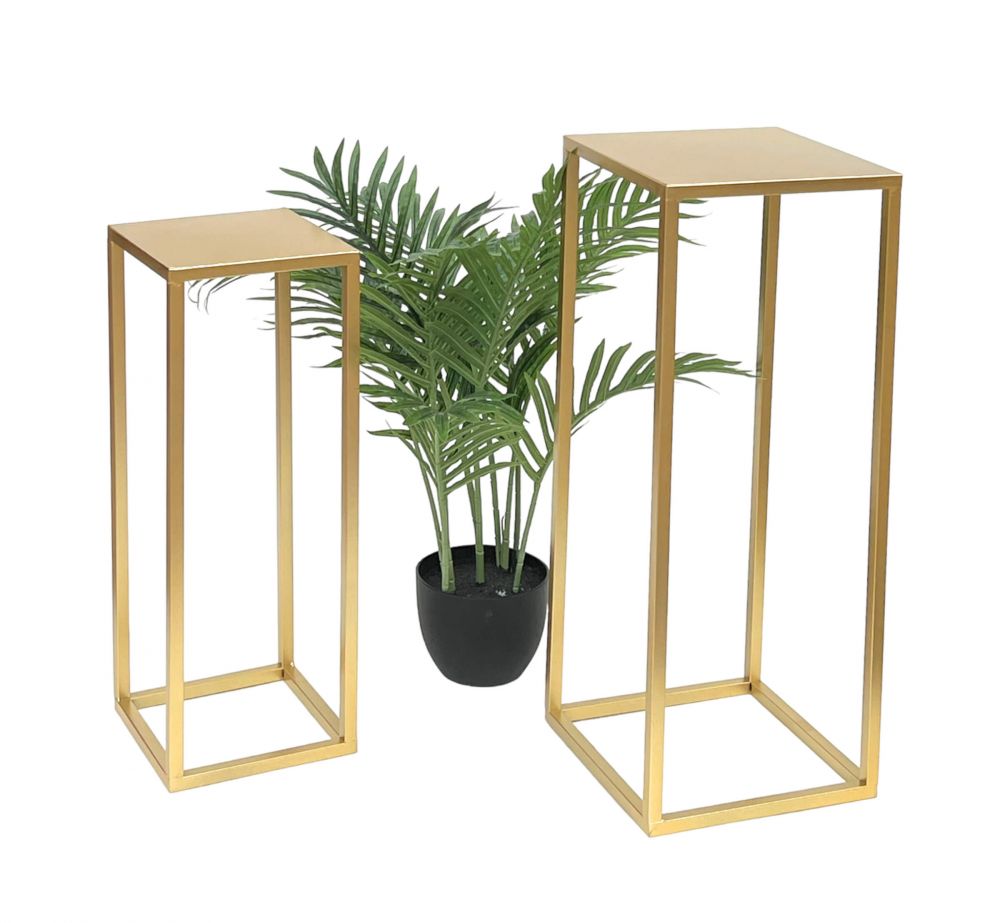 DanDiBo Flower Stool Metal Gold Angular Flower Stand Side Table 96506 Set of 2 Flower Column Modern Plant Stand Plant Stool