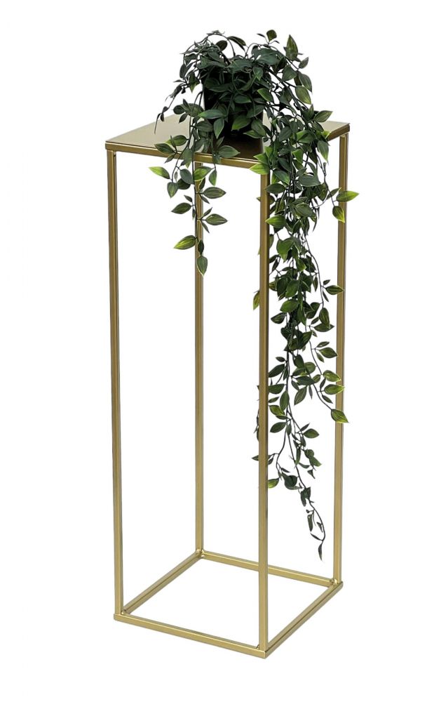 DanDiBo Blumenhocker Metall Gold Eckig M 62 cm Blumenständer Beistelltisch 96406 Blumensäule Modern Pflanzenständer Pflanzenhocker