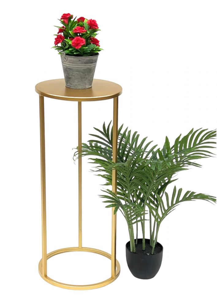 DanDiBo Blumenhocker Metall Gold Rund 70 cm Blumenständer Beistelltisch 96510 L Blumensäule Modern Pflanzenständer Pflanzenhocker