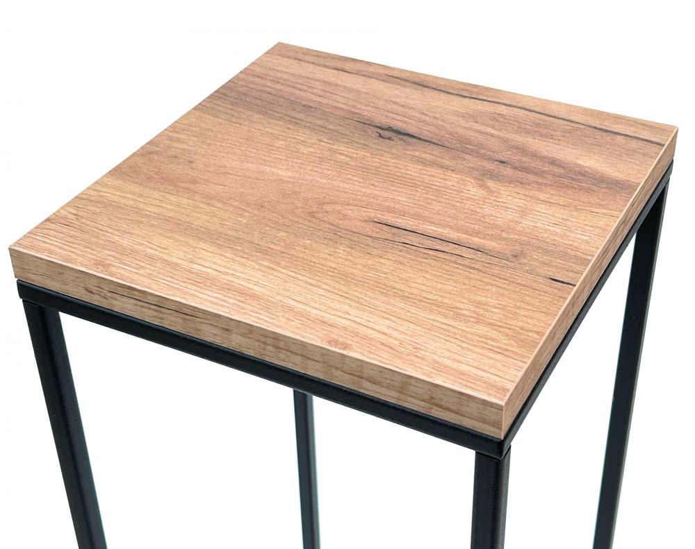 DanDiBo Flower Stool Metal Wood Black Square 70 cm Flower Stand Side Table 96352 Flower Column Modern Plant Stand Plant Stool