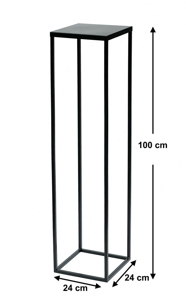 DanDiBo Blumenhocker Metall Schwarz 100 cm Eckig Blumenständer Beistelltisch FRA-006 Blumensäule Modern Pflanzenständer Pflanzenhocker