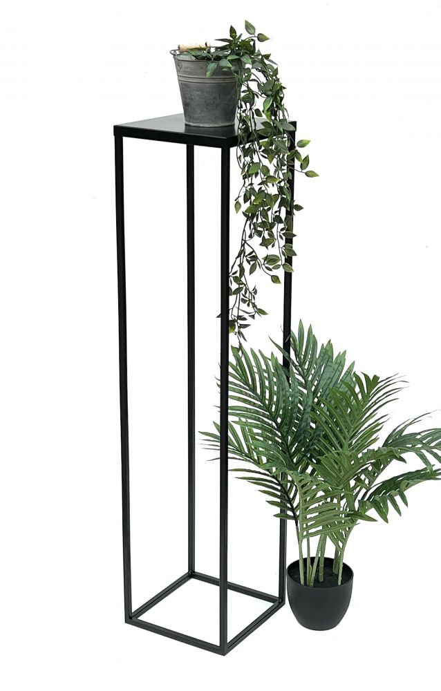 DanDiBo Blumenhocker Metall Schwarz 100 cm Eckig Blumenständer Beistelltisch FRA-006 Blumensäule Modern Pflanzenständer Pflanzenhocker