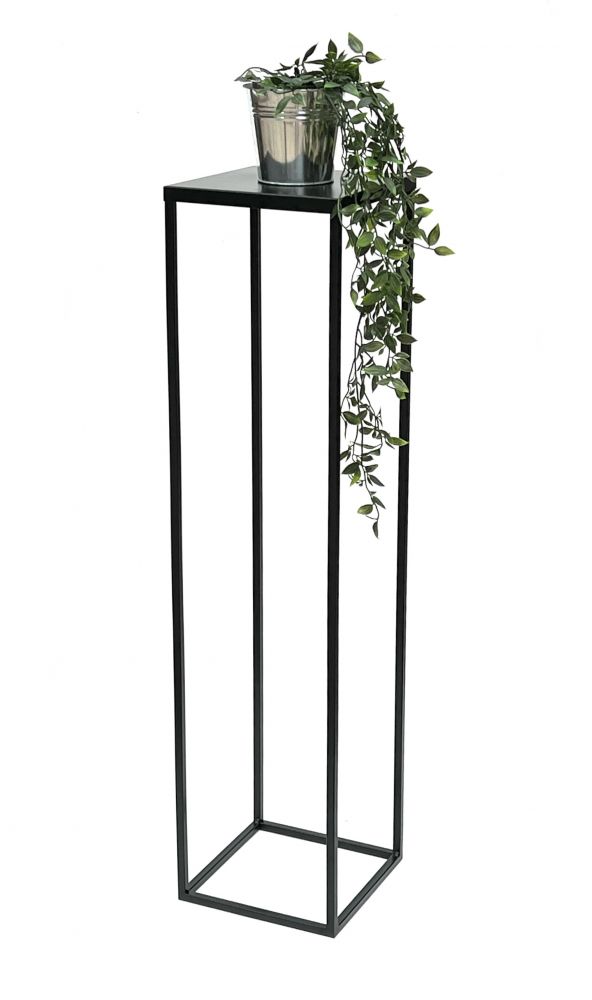 DanDiBo Blumenhocker Metall Schwarz 100 cm Eckig Blumenständer Beistelltisch FRA-006 Blumensäule Modern Pflanzenständer Pflanzenhocker