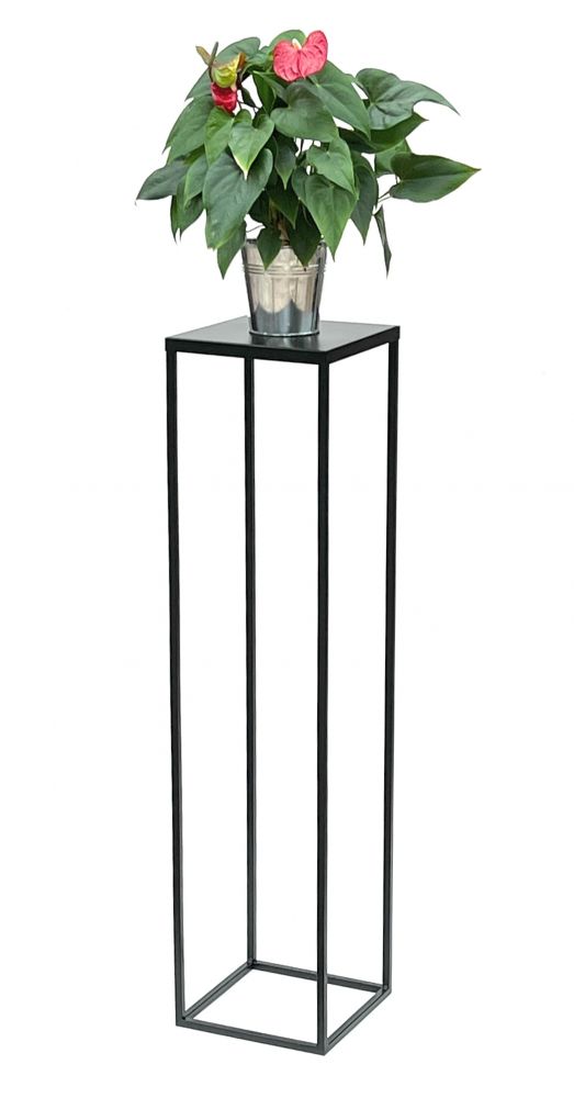 DanDiBo Blumenhocker Metall Schwarz 100 cm Eckig Blumenständer Beistelltisch FRA-006 Blumensäule Modern Pflanzenständer Pflanzenhocker
