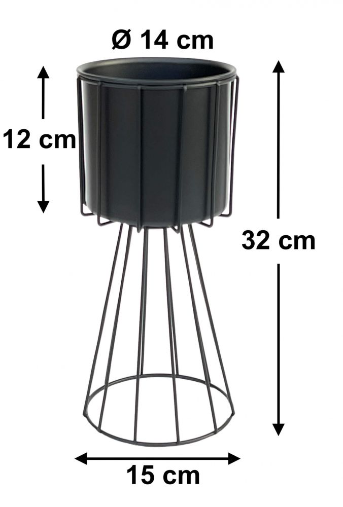 DanDiBo Flower Stool Metal Black 32 cm Flower Stand 96528 Flower Column Modern Plant Stand Plant Stool