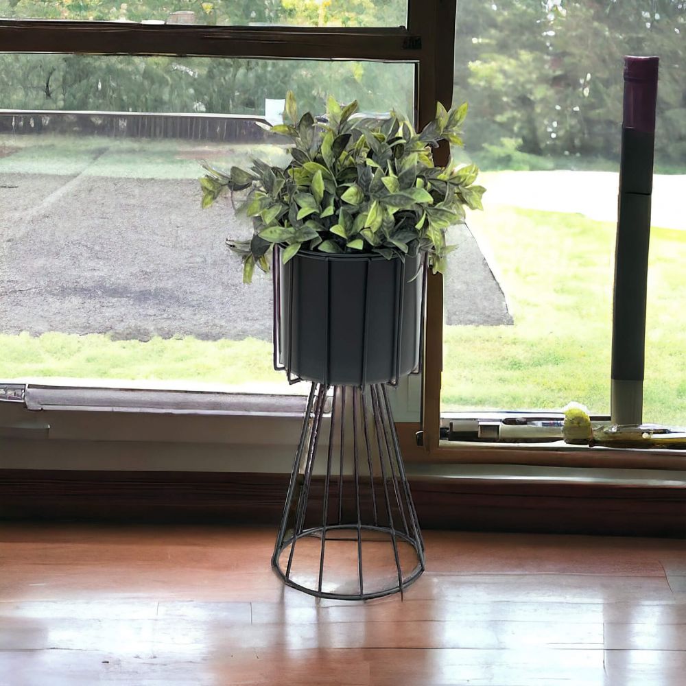 DanDiBo Flower Stool Metal Black 32 cm Flower Stand 96528 Flower Column Modern Plant Stand Plant Stool