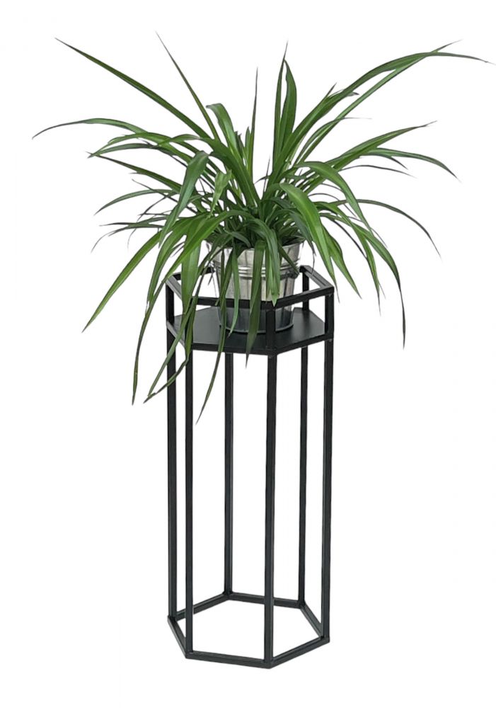 DanDiBo Blumenhocker Metall Schwarz 6eck 50 cm Blumenständer Blumensäule 96453 S Pflanzenhocker Modern Pflanzenständer