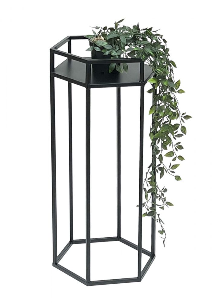 DanDiBo Blumenhocker Metall Schwarz 6eck 60 cm Blumenständer Blumensäule 96453 M Pflanzenhocker Modern Pflanzenständer