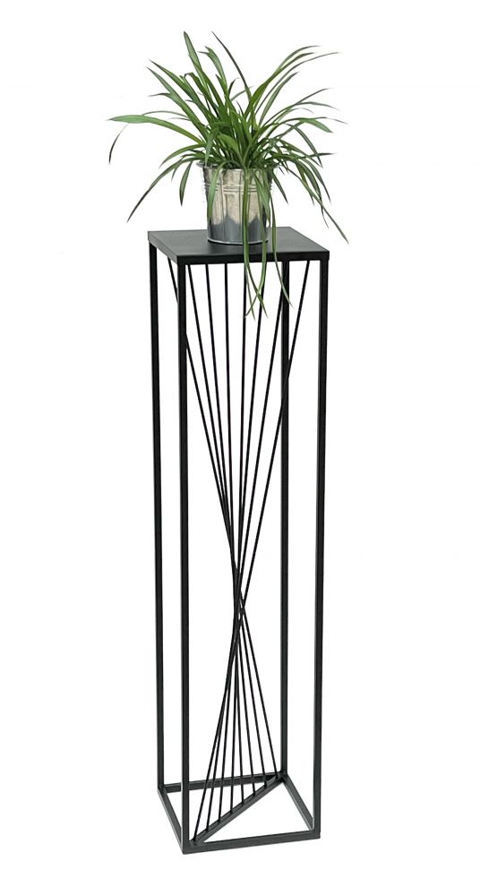 DanDiBo Flower Stool Metal Black Square 100 cm Flower Stand Side Table 96458 Flower Column Design Modern Plant Stand Plant Stool