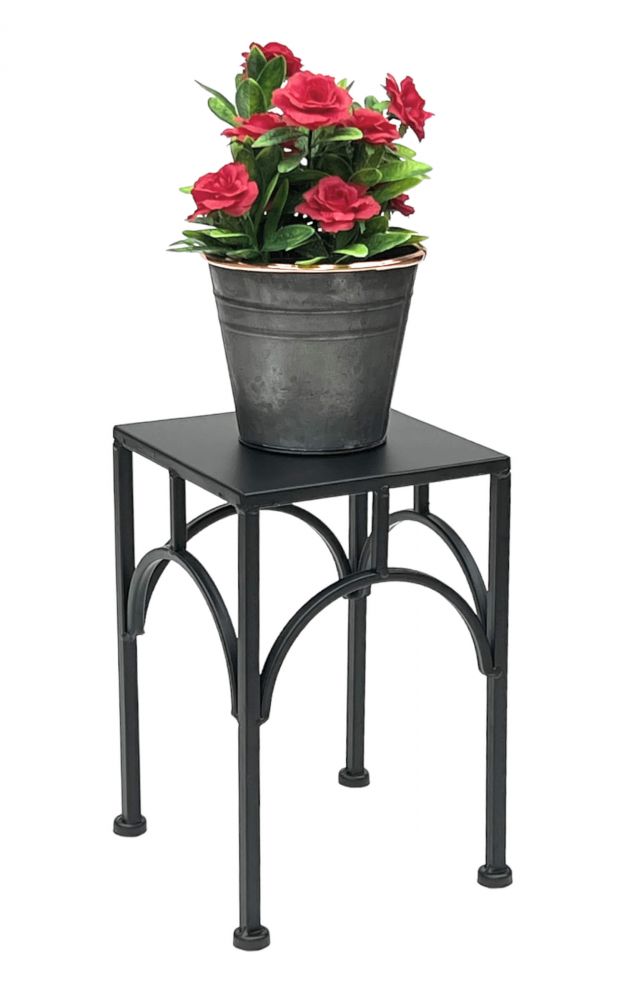 DanDiBo Flower Stool Metal Black Angular 28 cm Flower Stand Flower Column 96449 S Plant Stool Modern Plant Stand