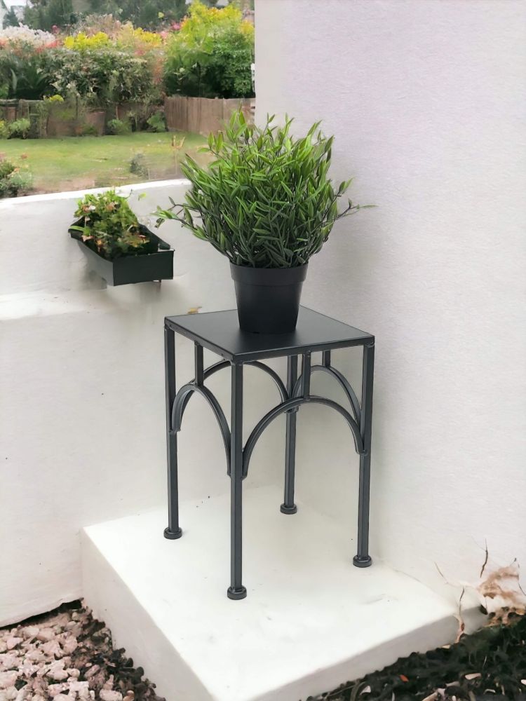 DanDiBo Flower Stool Metal Black Angular 28 cm Flower Stand Flower Column 96449 S Plant Stool Modern Plant Stand