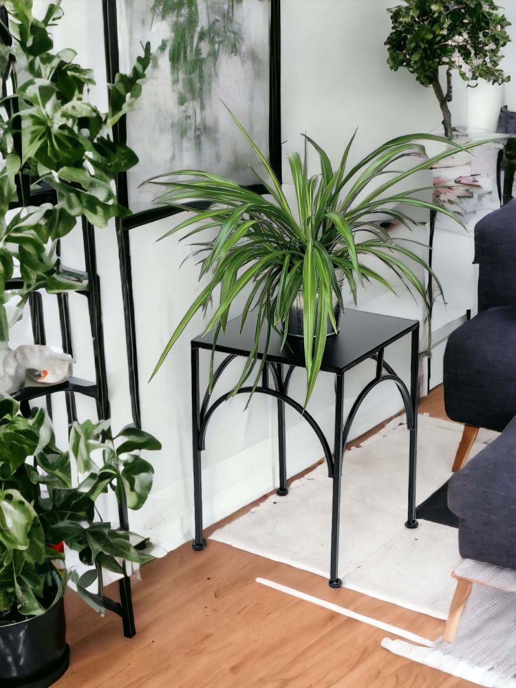 DanDiBo Flower Stool Metal Black Angular 38 cm Flower Stand Flower Column 96449 L Plant Stool Modern Plant Stand