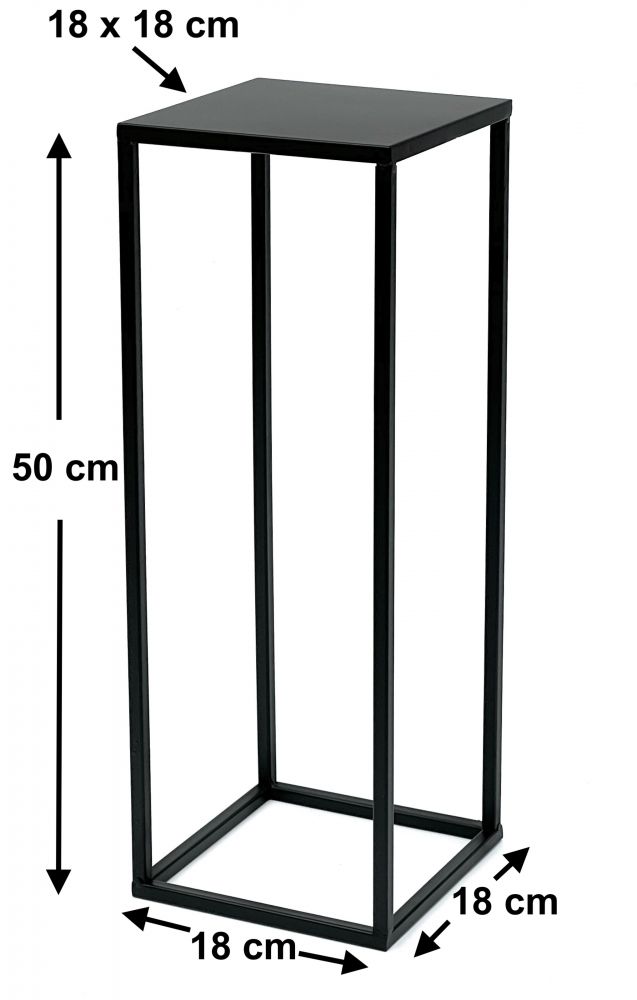 DanDiBo Blumenhocker Metall Schwarz Eckig 50 cm Blumenständer Beistelltisch 96315 S Blumensäule Modern Pflanzenständer Pflanzenhocker